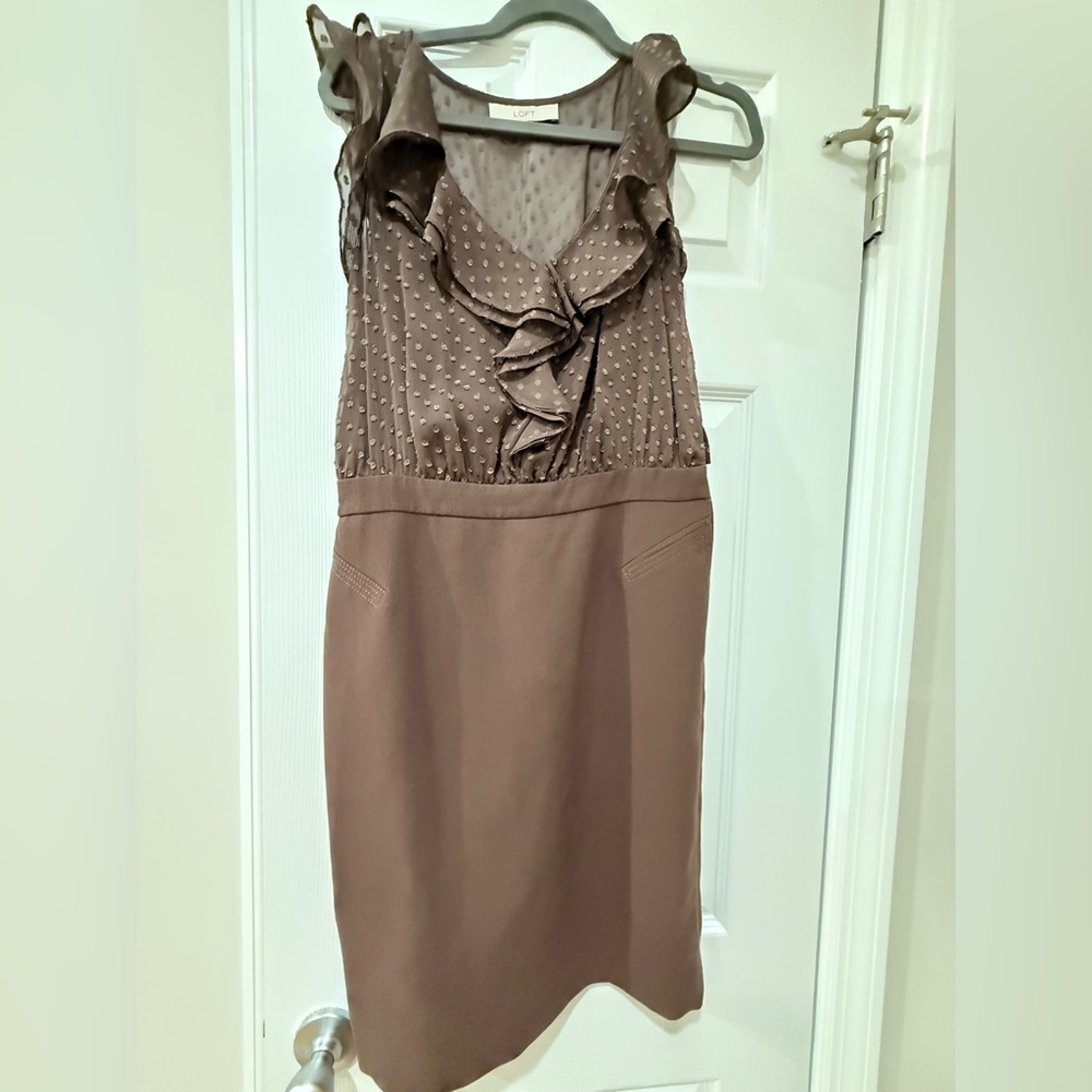 LOFT Brown Textured Sleeveless Dress